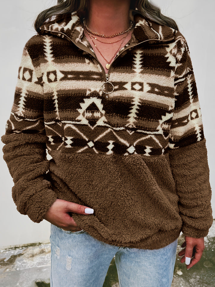 Aubriella™ | Cozy Aztec Fleece Sweatshirt