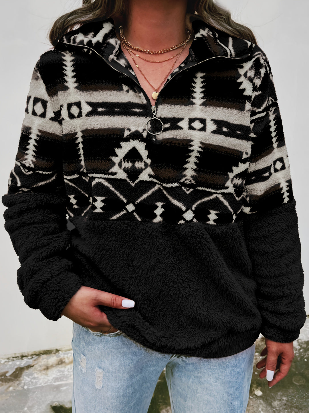 Aubriella™ | Cozy Aztec Fleece Sweatshirt