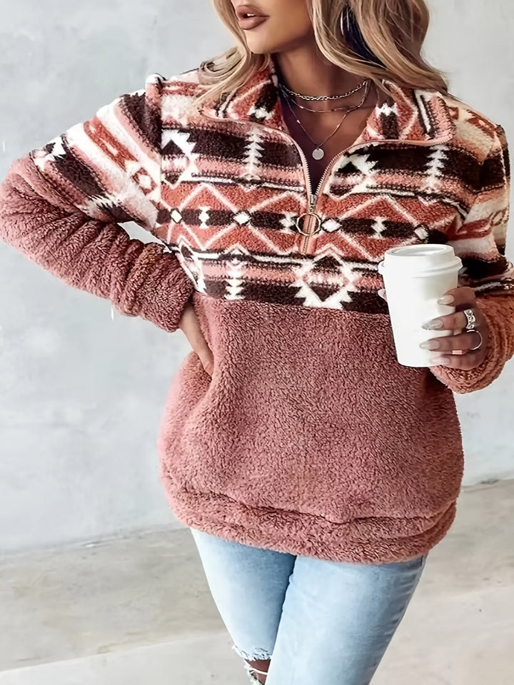 Aubriella™ | Cozy Aztec Fleece Sweatshirt