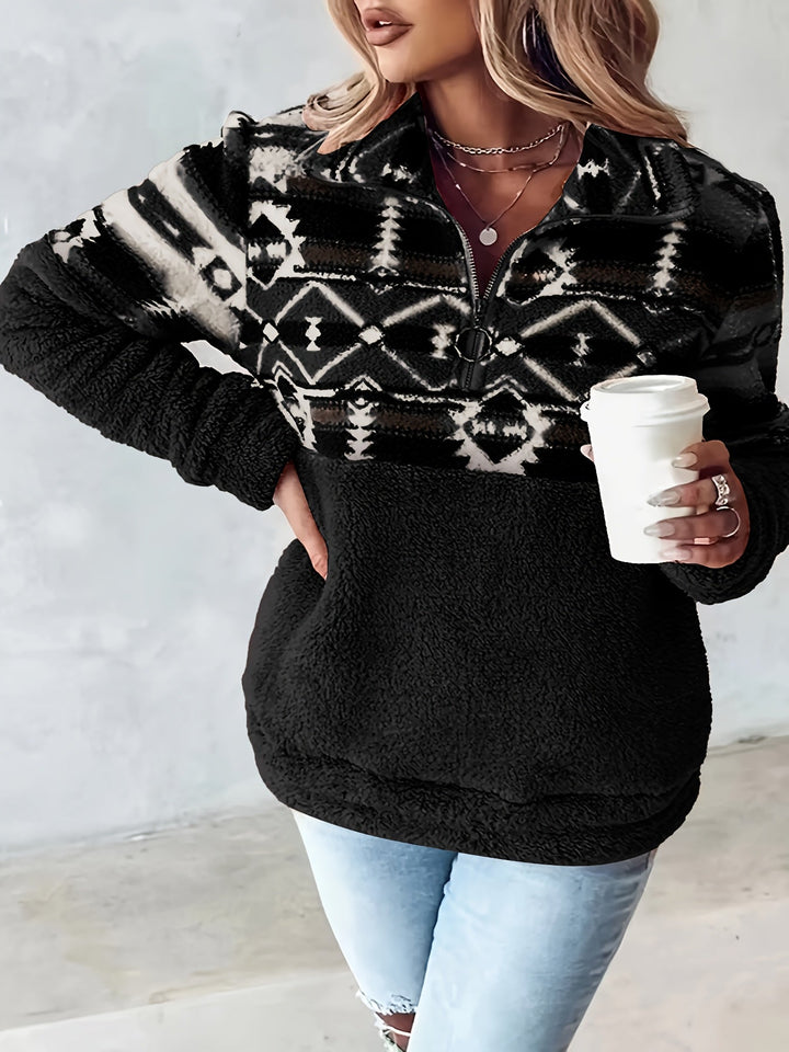 Aubriella™ | Cozy Aztec Fleece Sweatshirt